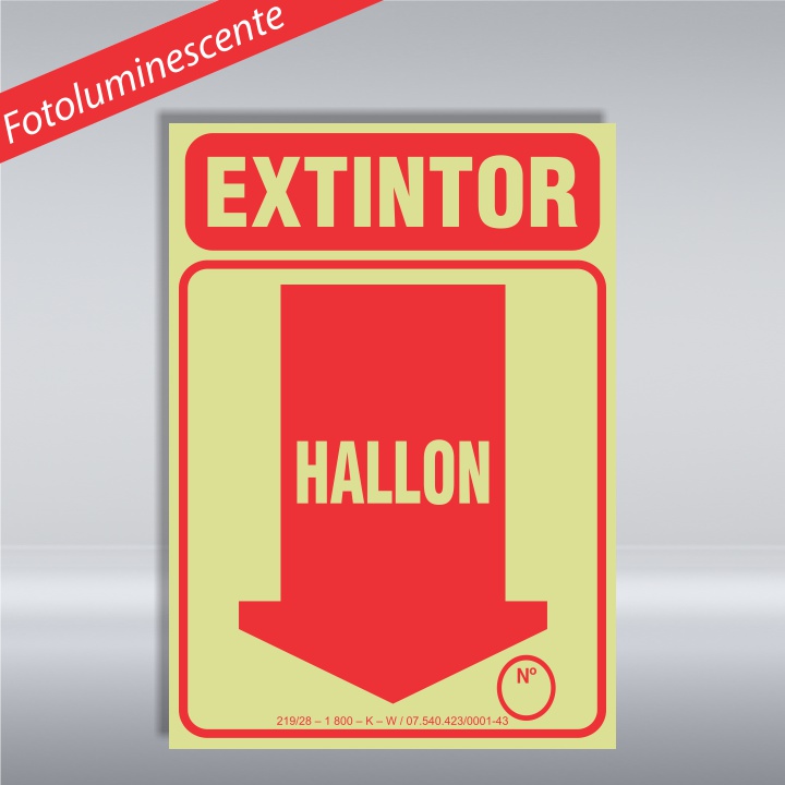 PLACA EXTINTOR HALLON - PVC - FOTOLUMINESCENTE